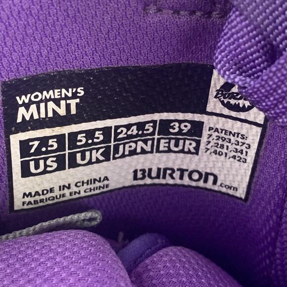 Burton Mint Snowboard Boots Womens 7.5 Black Purple Speed Zone Imprint 1 Liner - Picture 9 of 10